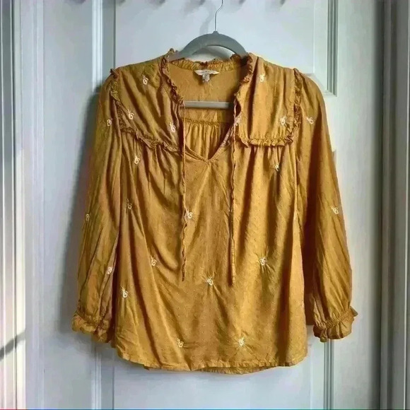 Lucky Brand Mustard Yellow Top Size S Small - Picture 1 of 4